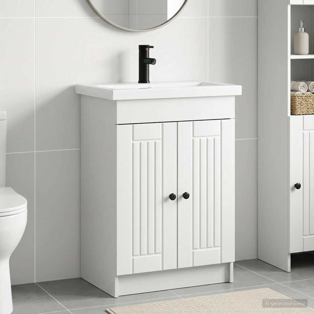 vidaXL Bathroom Furniture Set White 56 x 37.5 x 81 cm Engineered Wood