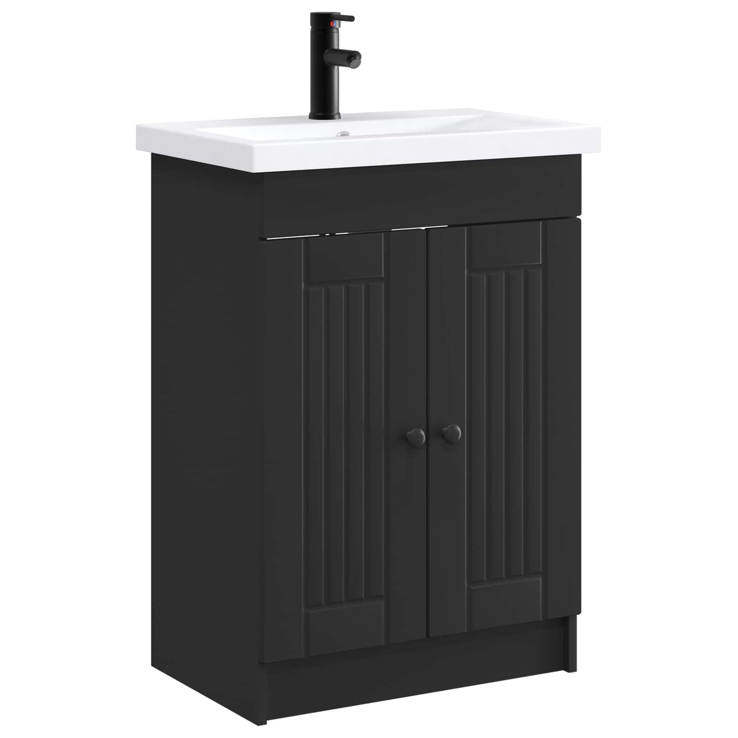 vidaXL Bathroom Furniture Set Black 56 x 37.5 x 81 cm Engineered Wood