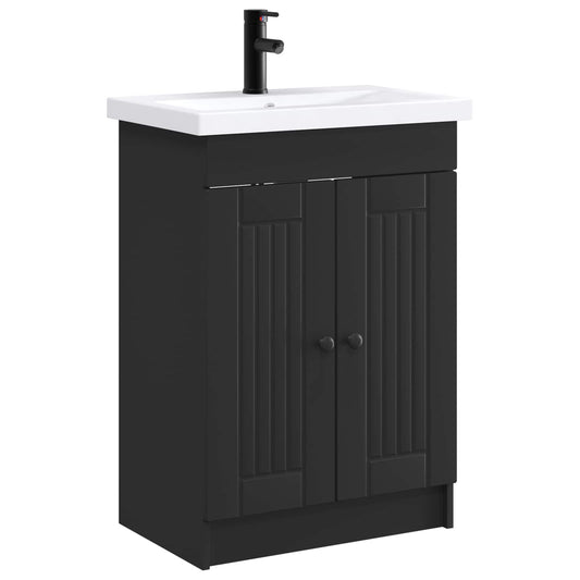 vidaXL Bathroom Furniture Set Black 56 x 37.5 x 81 cm Engineered Wood