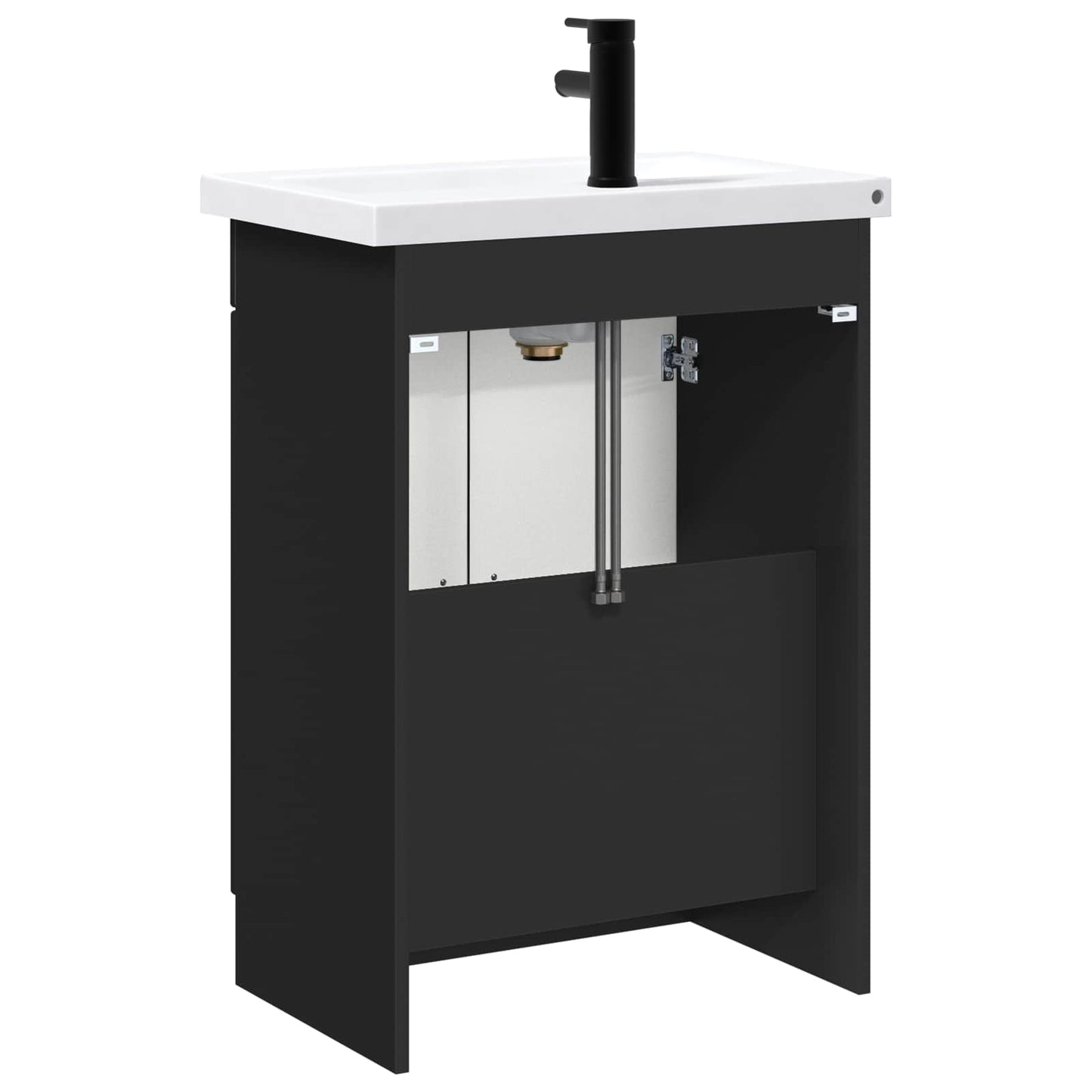 vidaXL Bathroom Furniture Set Black 56 x 37.5 x 81 cm Engineered Wood