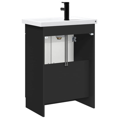 vidaXL Bathroom Furniture Set Black 56 x 37.5 x 81 cm Engineered Wood