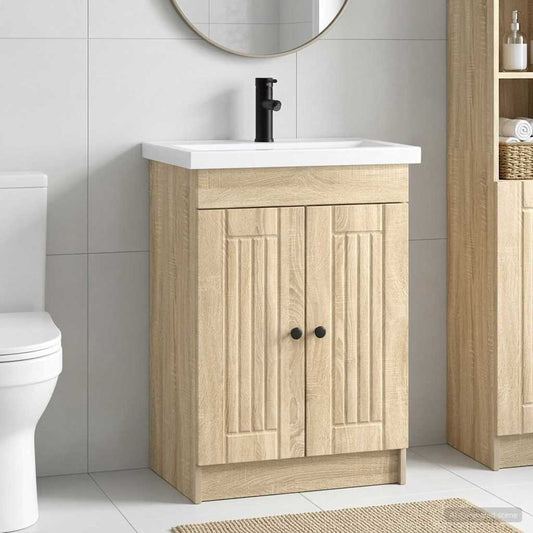 vidaXL Bathroom Furniture Set Sonoma Oak 56 x 37.5 x 81 cm