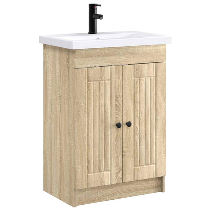 vidaXL Bathroom Furniture Set Sonoma Oak 56 x 37.5 x 81 cm