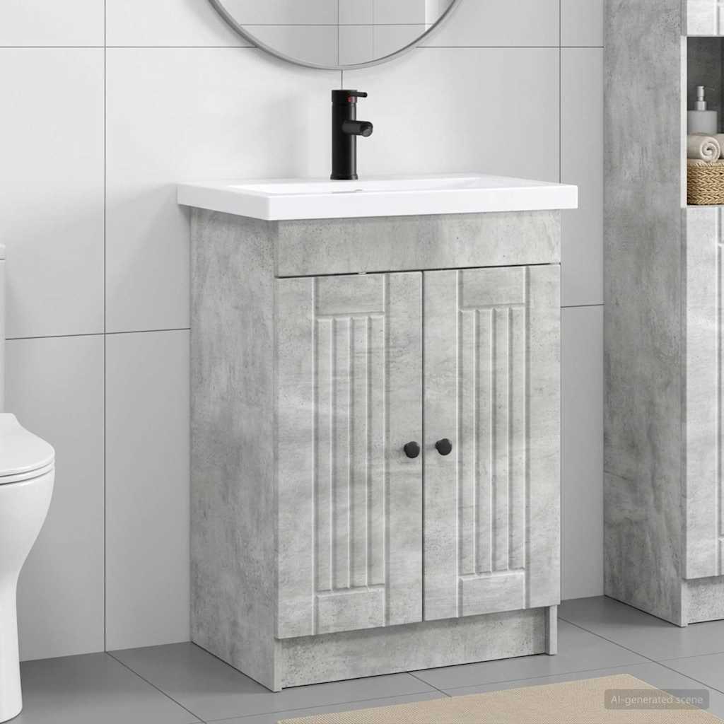 vidaXL Bathroom Furniture Set Concrete Grey 56 x 37.5 x 81 cm