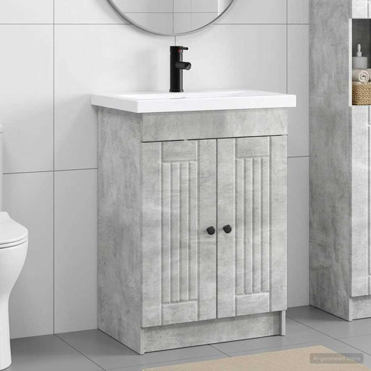 vidaXL Bathroom Furniture Set Concrete Grey 56 x 37.5 x 81 cm