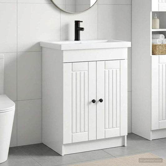 vidaXL Bathroom Furniture Set High Gloss White 56 x 37.5 x 81 cm