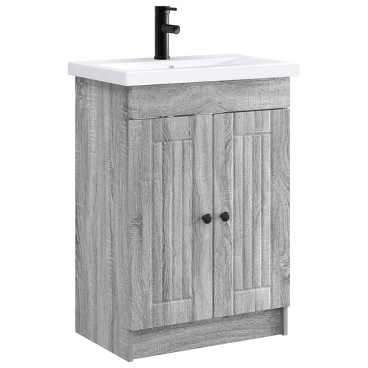 vidaXL Bathroom Furniture Set Grey Sonoma 56 x 37.5 x 81 cm