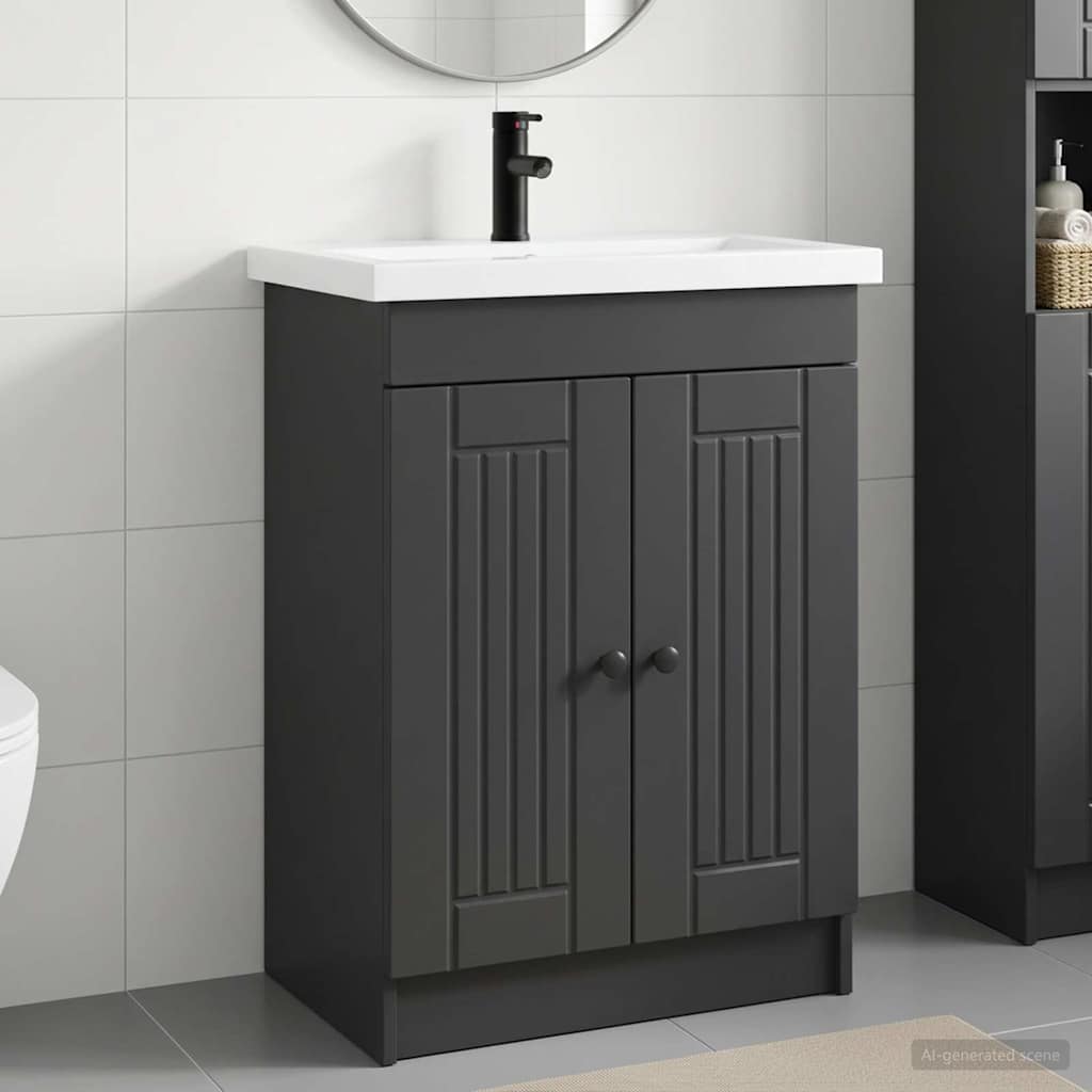 vidaXL Bathroom Furniture Set Black 78.5 x 37.5 x 81 cm