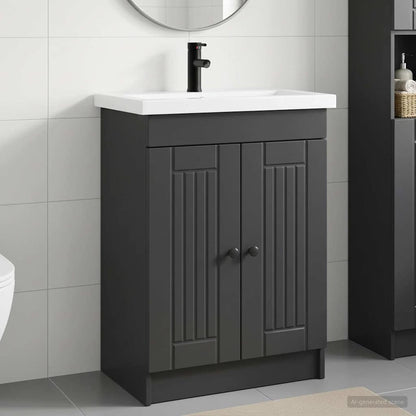 vidaXL Bathroom Furniture Set Black 78.5 x 37.5 x 81 cm