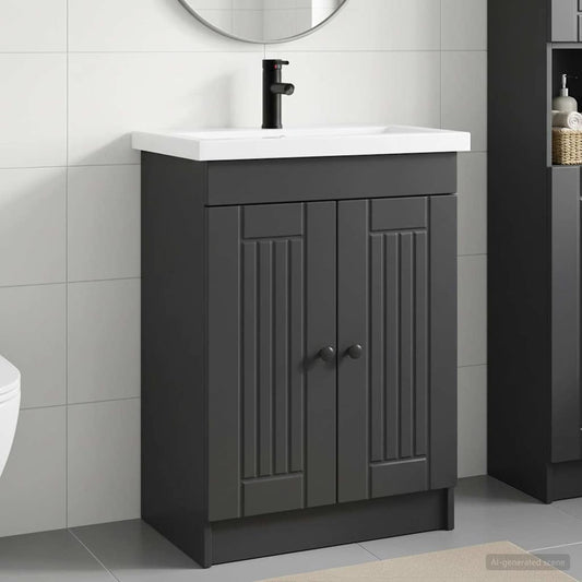 vidaXL Bathroom Furniture Set Black 78.5 x 37.5 x 81 cm
