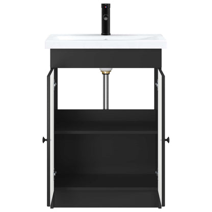 vidaXL Bathroom Furniture Set Black 78.5 x 37.5 x 81 cm