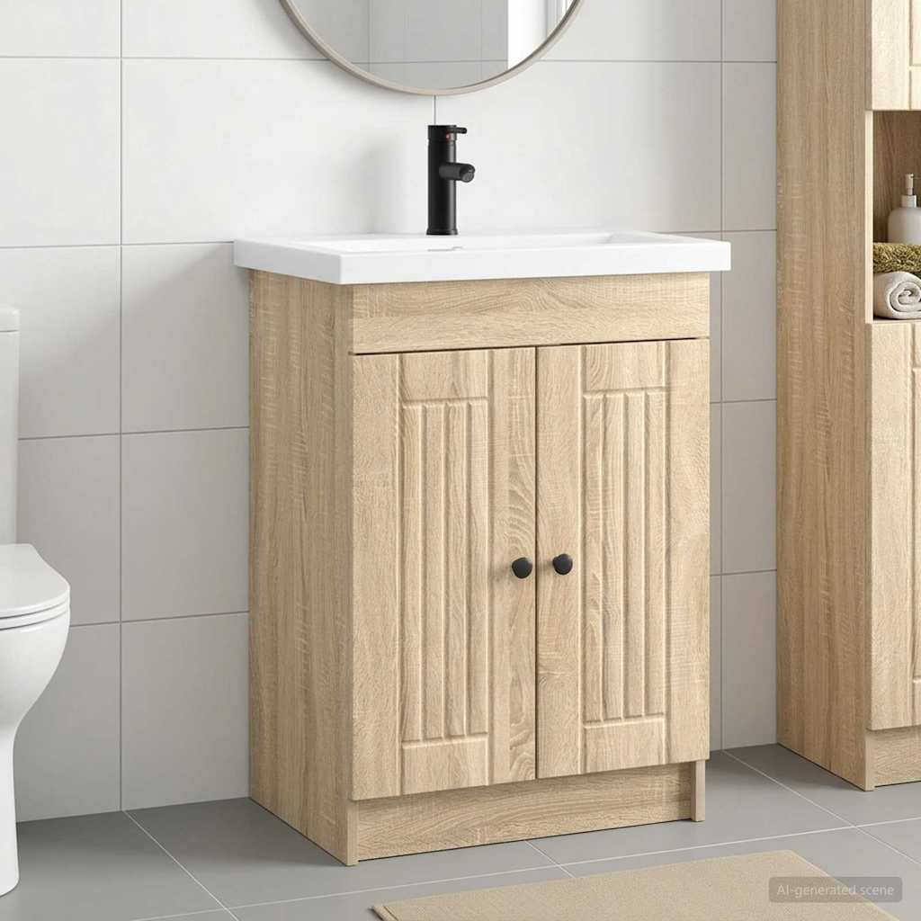 vidaXL Bathroom Furniture Set Sonoma Oak 78.5 x 37.5 x 81 cm