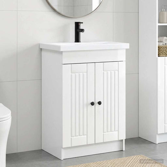vidaXL Bathroom Furniture Set High Gloss White 78.5 x 37.5 x 81 cm