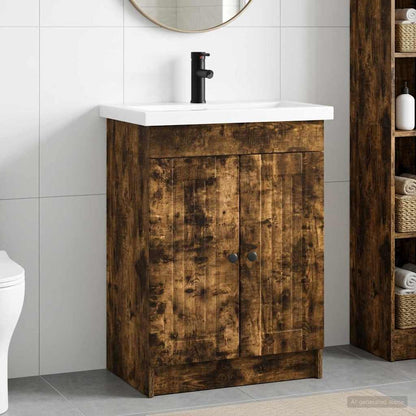 vidaXL Bathroom Furniture Set Smoked Oak 78.5 x 37.5 x 81 cm