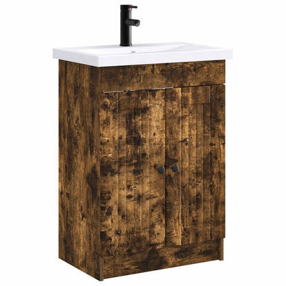 vidaXL Bathroom Furniture Set Smoked Oak 78.5 x 37.5 x 81 cm