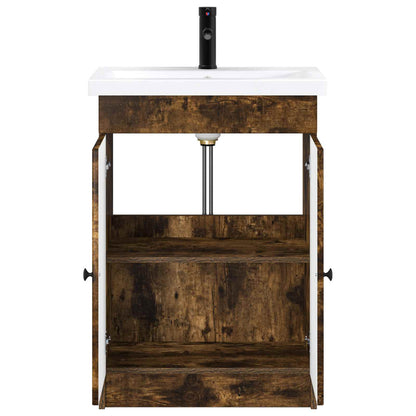 vidaXL Bathroom Furniture Set Smoked Oak 78.5 x 37.5 x 81 cm