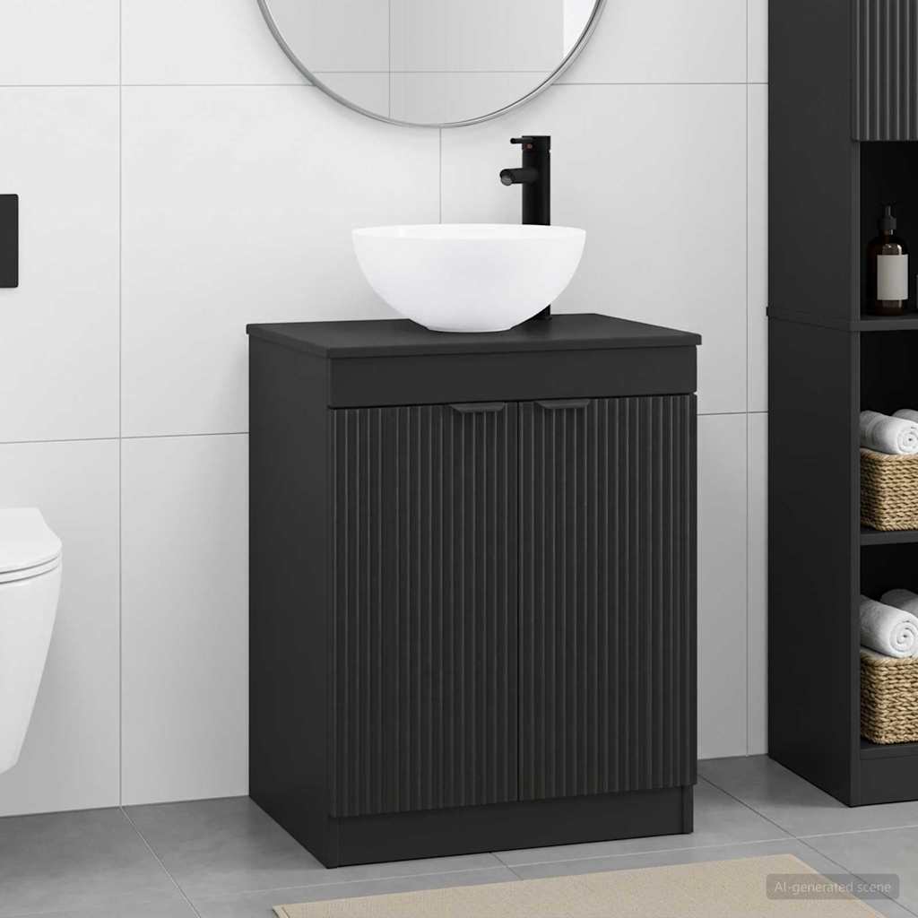 vidaXL Bathroom Furniture Set Black Engineered Wood