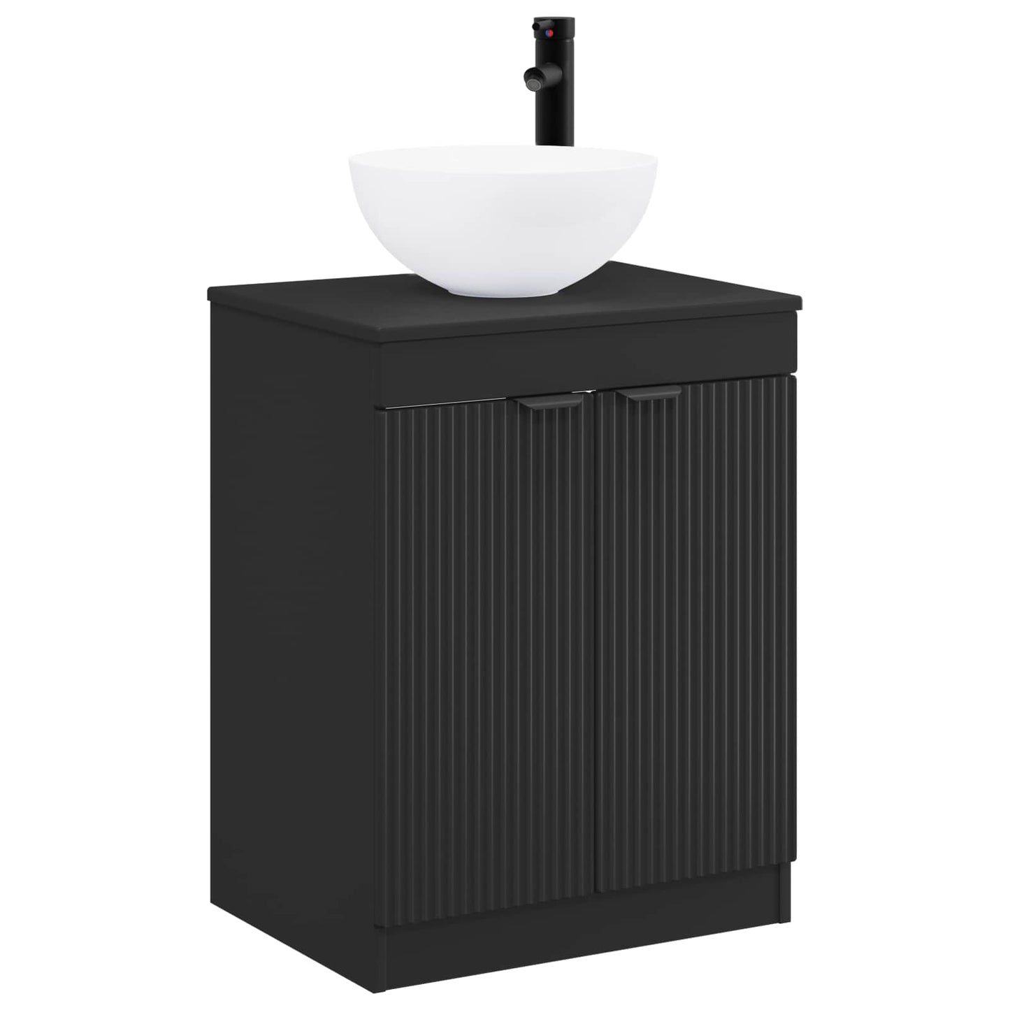 vidaXL Bathroom Furniture Set Black Engineered Wood
