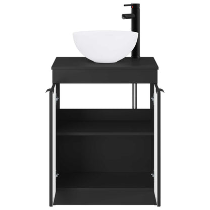 vidaXL Bathroom Furniture Set Black Engineered Wood