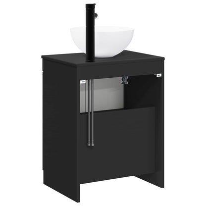 vidaXL Bathroom Furniture Set Black Engineered Wood