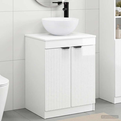 vidaXL Bathroom Furniture Set High Gloss White Engineered Wood