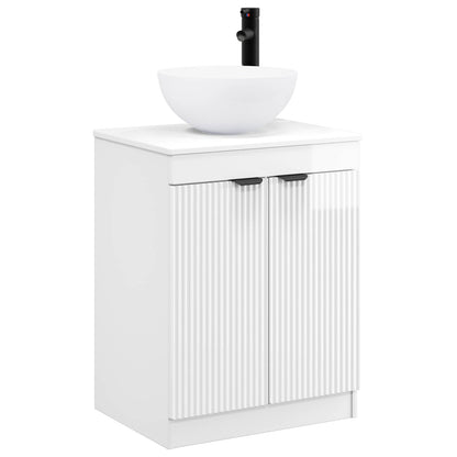 vidaXL Bathroom Furniture Set High Gloss White Engineered Wood