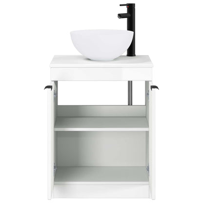 vidaXL Bathroom Furniture Set High Gloss White Engineered Wood