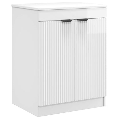 vidaXL Bathroom Furniture Set High Gloss White Engineered Wood