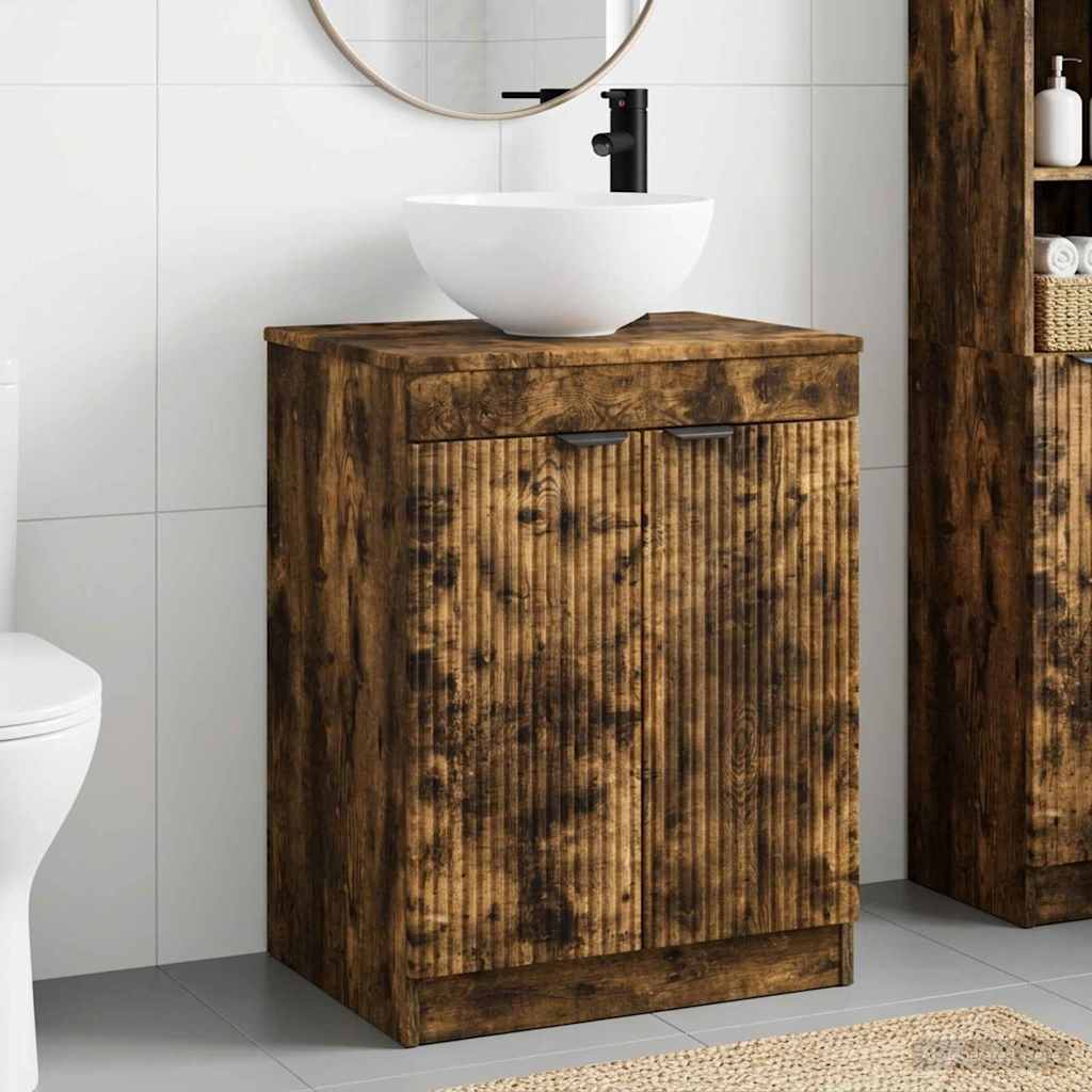 vidaXL Bathroom Furniture Set Smoked Oak Engineered Wood