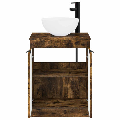 vidaXL Bathroom Furniture Set Smoked Oak Engineered Wood