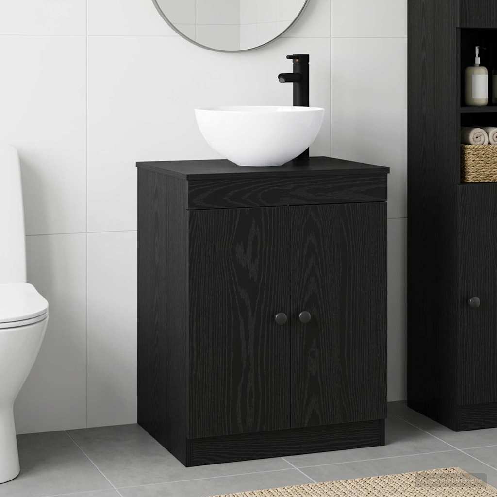 vidaXL Bathroom Furniture Set Black Oak Engineered Wood