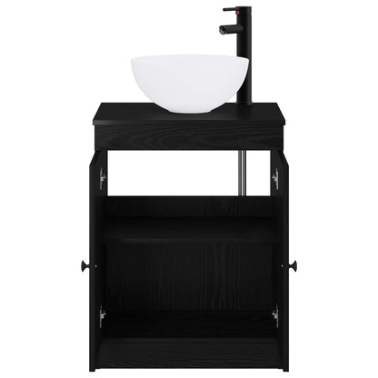 vidaXL Bathroom Furniture Set Black Oak Engineered Wood