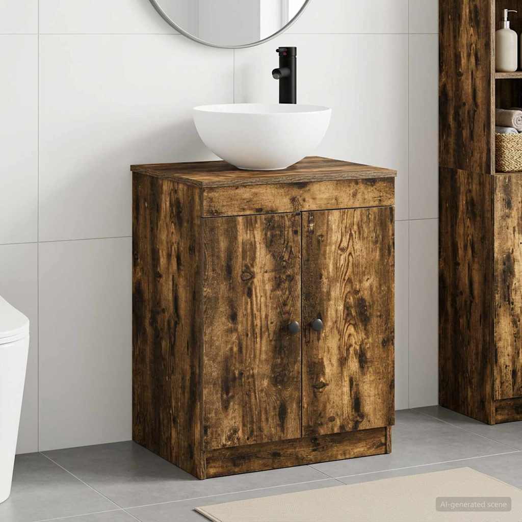 vidaXL Bathroom Furniture Set Smoked Oak Engineered Wood