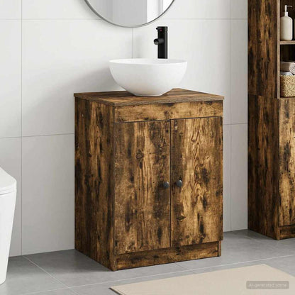 vidaXL Bathroom Furniture Set Smoked Oak Engineered Wood