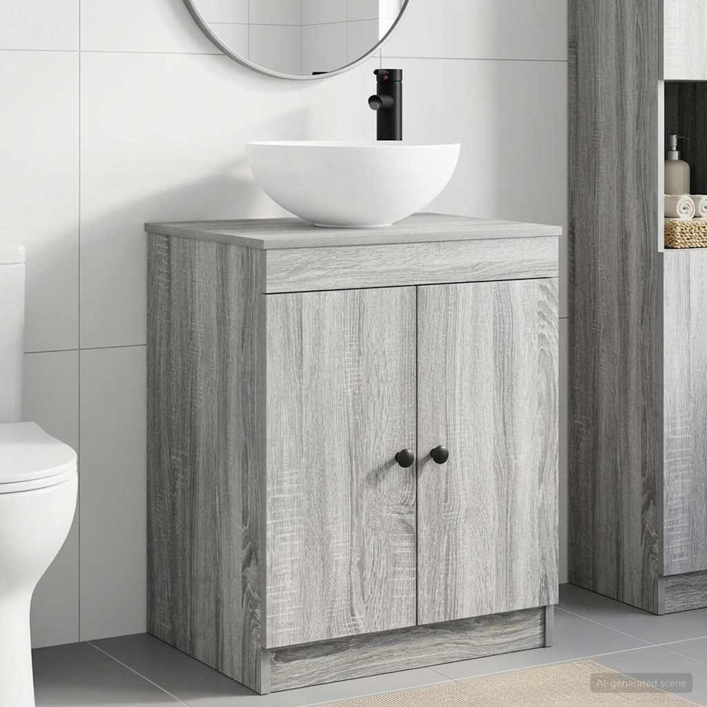 vidaXL Bathroom Furniture Set Grey Sonoma Engineered Wood