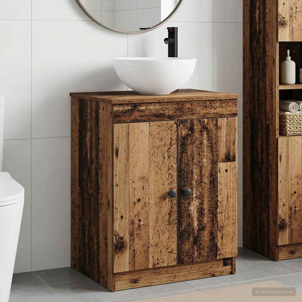 vidaXL Bathroom Furniture Set Old Wood Engineered Wood