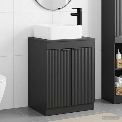 vidaXL Bathroom Furniture Set Black Engineered Wood