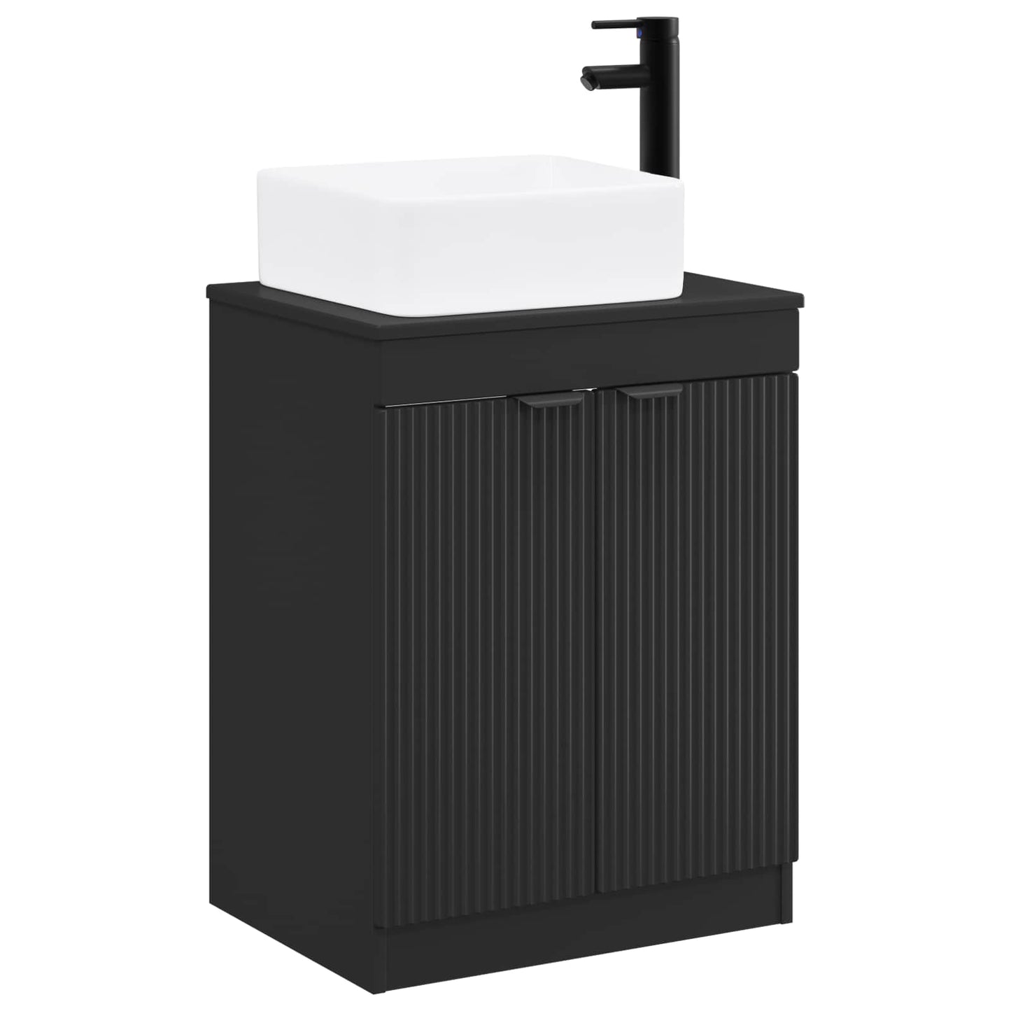 vidaXL Bathroom Furniture Set Black Engineered Wood