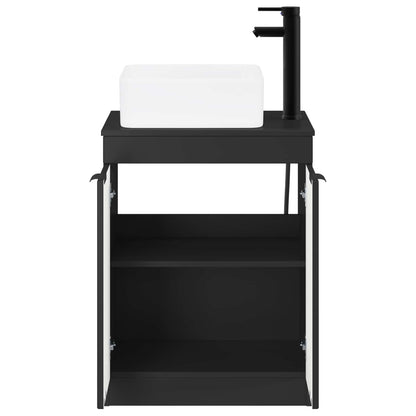 vidaXL Bathroom Furniture Set Black Engineered Wood
