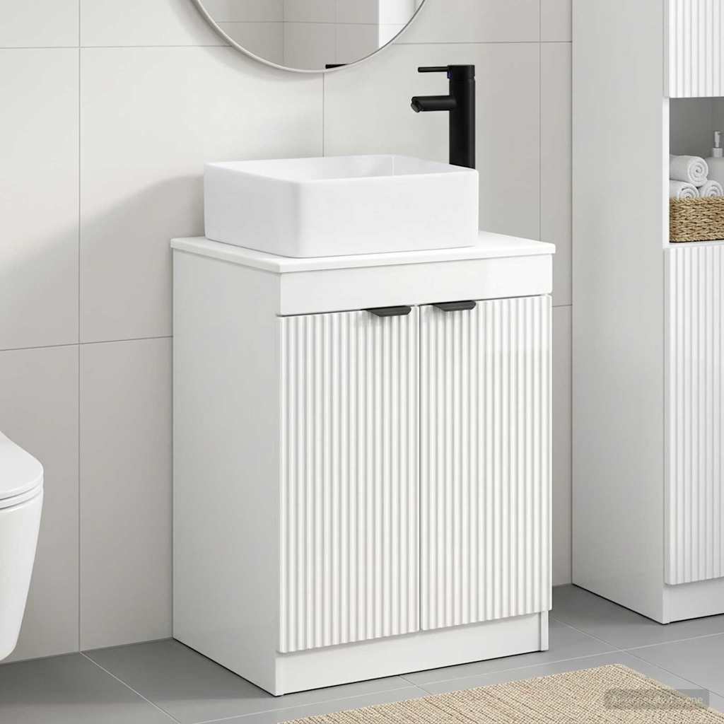 vidaXL Bathroom Furniture Set High Gloss White Engineered Wood