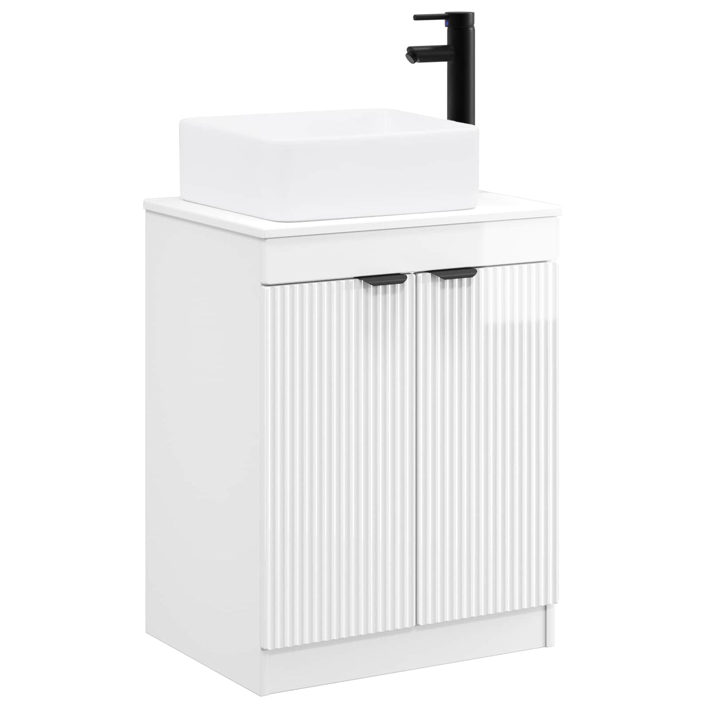 vidaXL Bathroom Furniture Set High Gloss White Engineered Wood