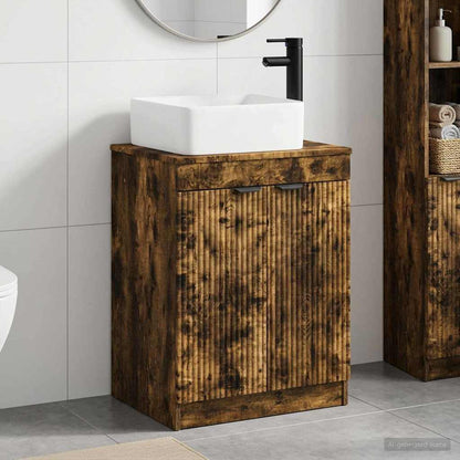 vidaXL Bathroom Furniture Set Smoked Oak Engineered Wood