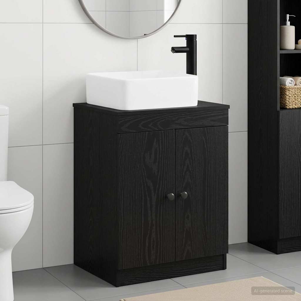 vidaXL Bathroom Furniture Set Black Oak Engineered Wood