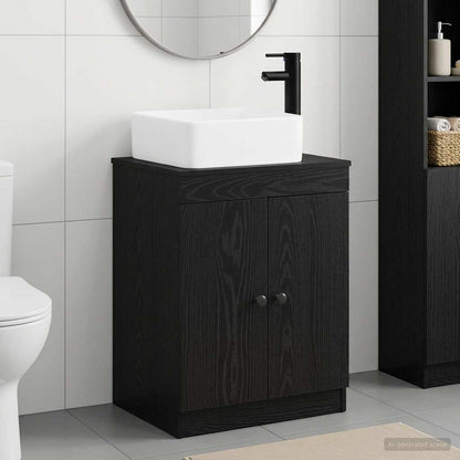 vidaXL Bathroom Furniture Set Black Oak Engineered Wood