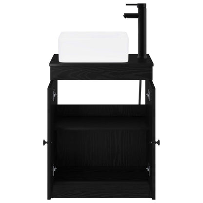 vidaXL Bathroom Furniture Set Black Oak Engineered Wood