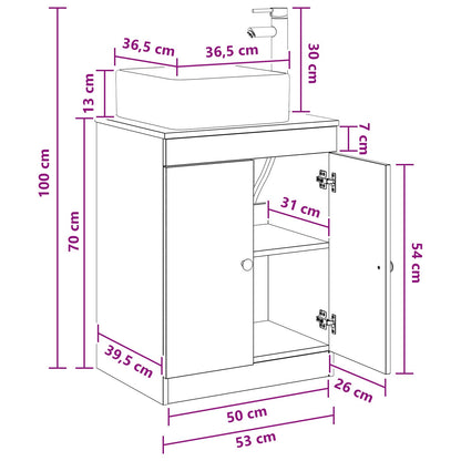 vidaXL Bathroom Furniture Set Black Oak Engineered Wood