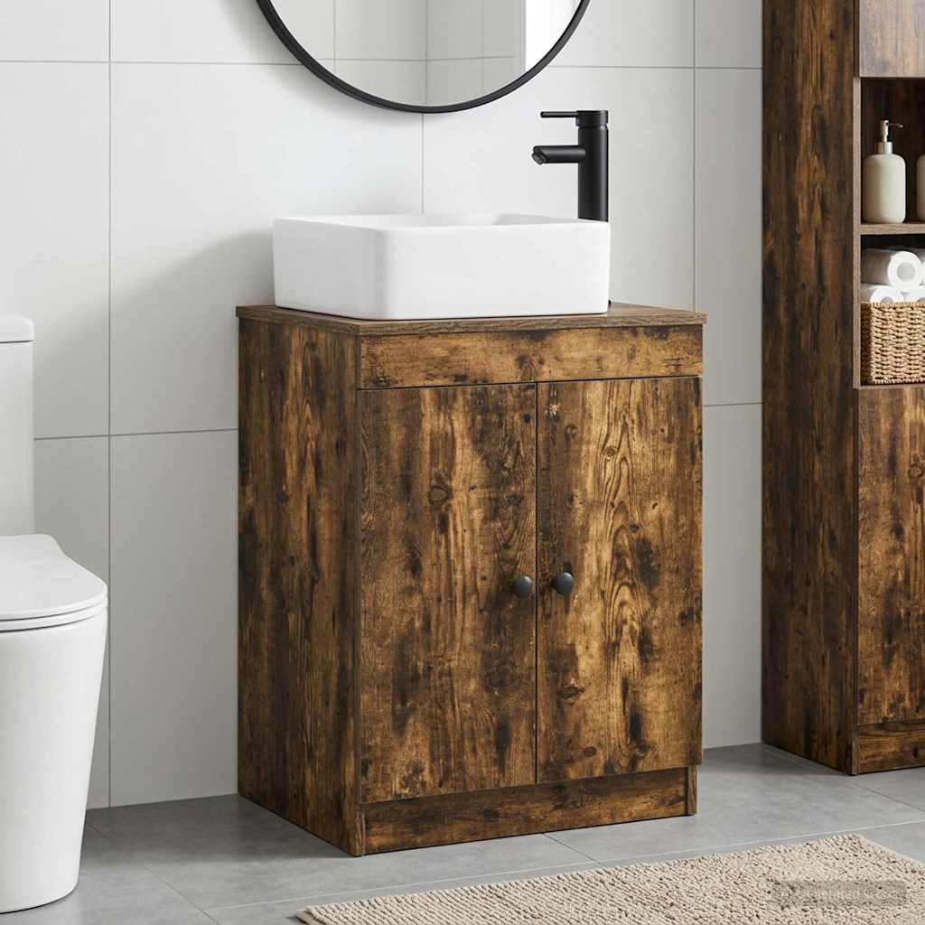 vidaXL Bathroom Furniture Set Smoked Oak Engineered Wood
