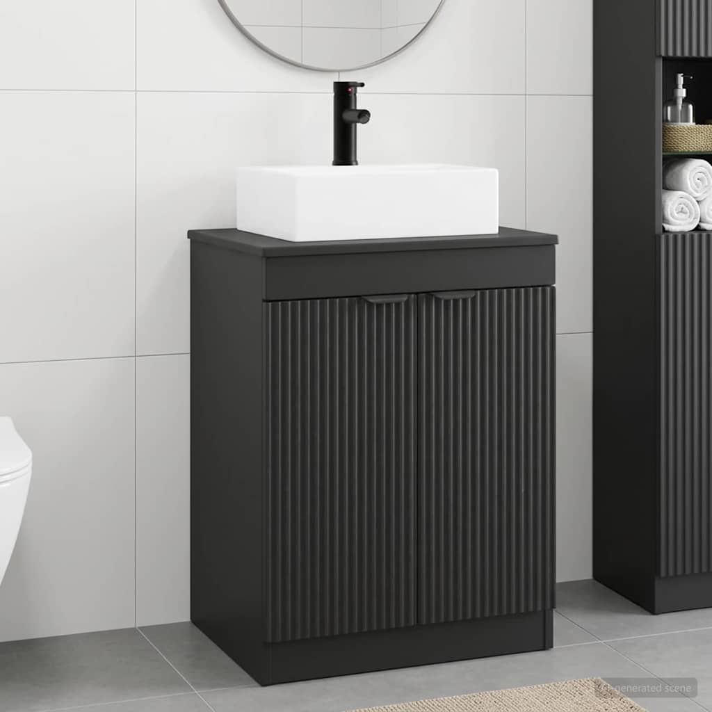 vidaXL Bathroom Furniture Set Black Engineered Wood