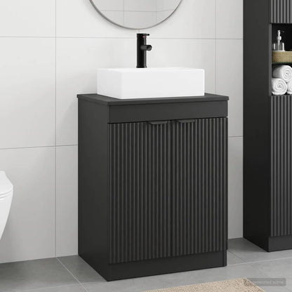 vidaXL Bathroom Furniture Set Black Engineered Wood