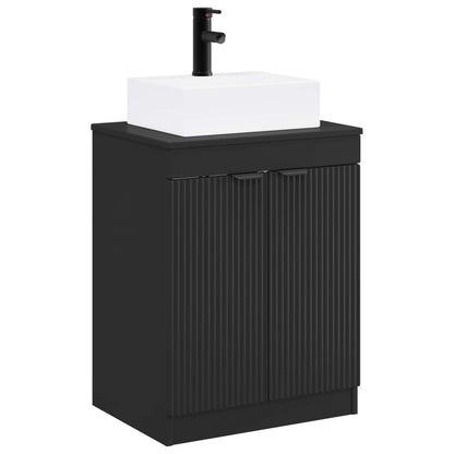 vidaXL Bathroom Furniture Set Black Engineered Wood
